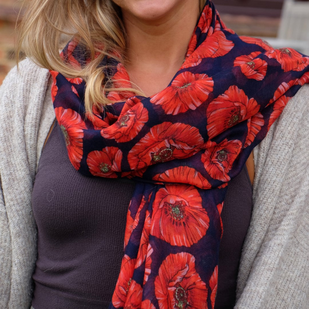 Red Poppy Flower Scarf