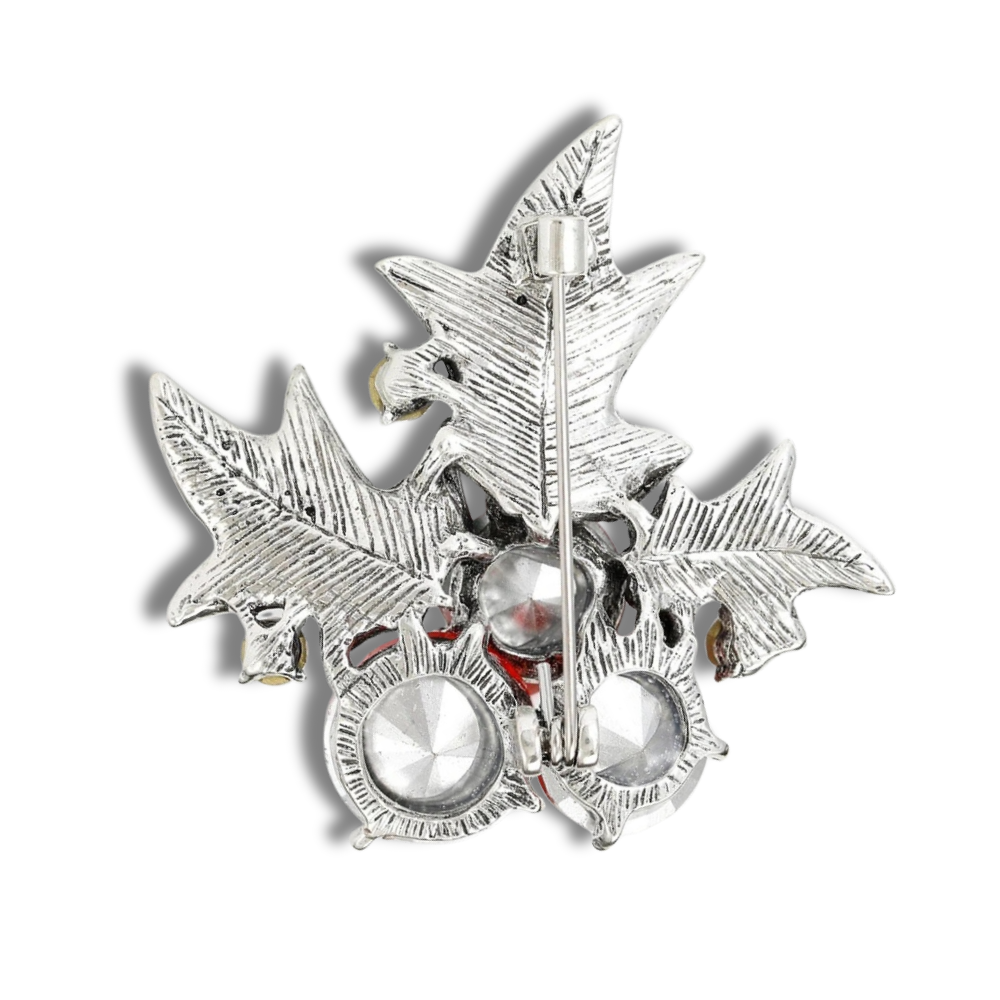 Holly Berry Christmas Brooch