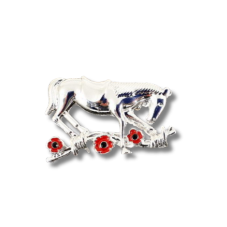 War Horse Red Remembrance Brooch (Silver and Red)