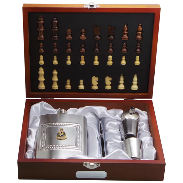 Personalised Royal Marines Chess Set With Flask, Pen, and More