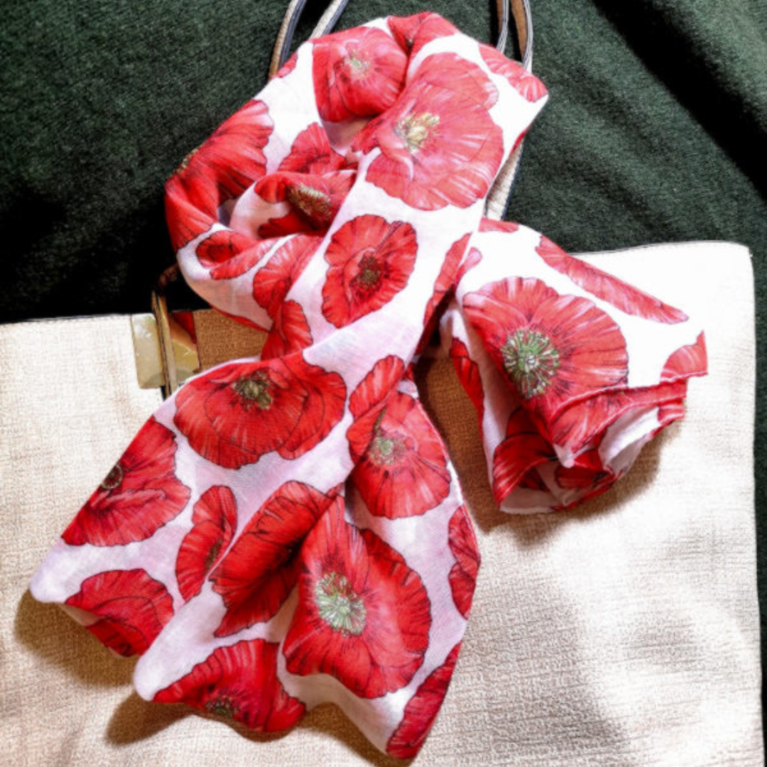 Red Poppy Flower Scarf