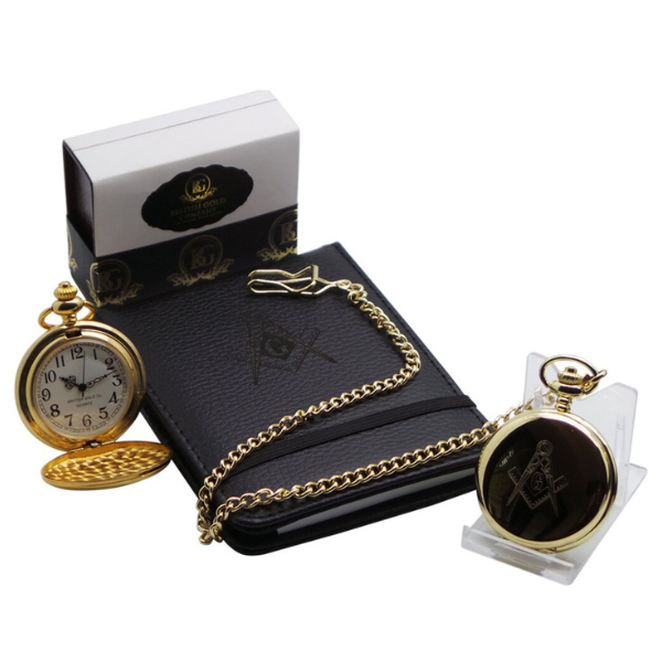 Freemasons 24k Clad Gold Personalised Pocket Watch