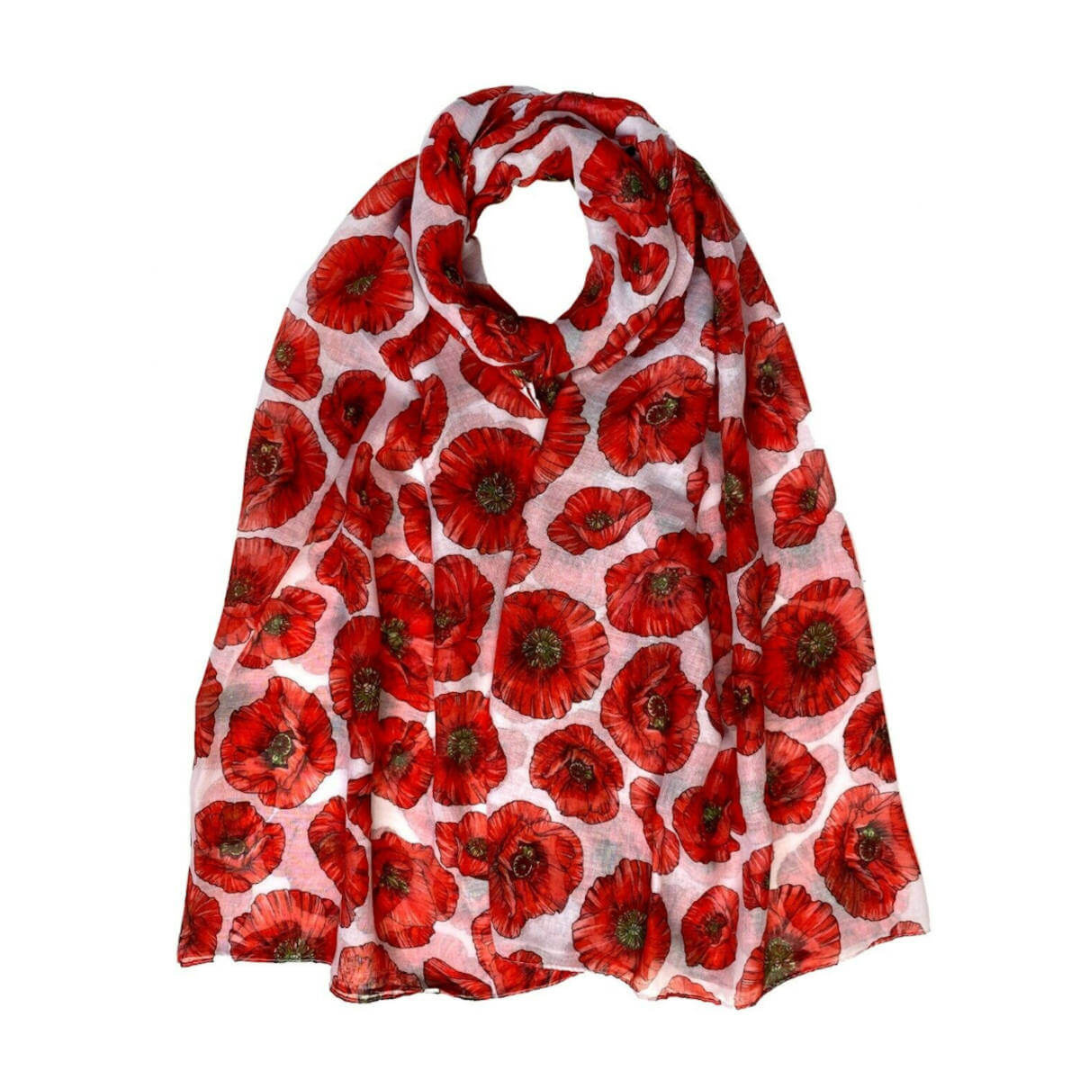 Red Poppy Flower Scarf