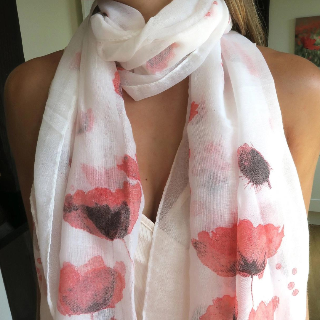 Large Red Poppy Scarf