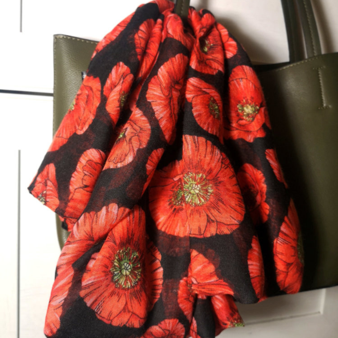 Red Poppy Flower Scarf