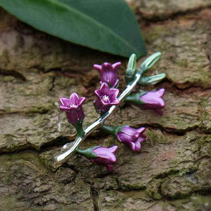 Canterbury Bells Purple Flower Brooch