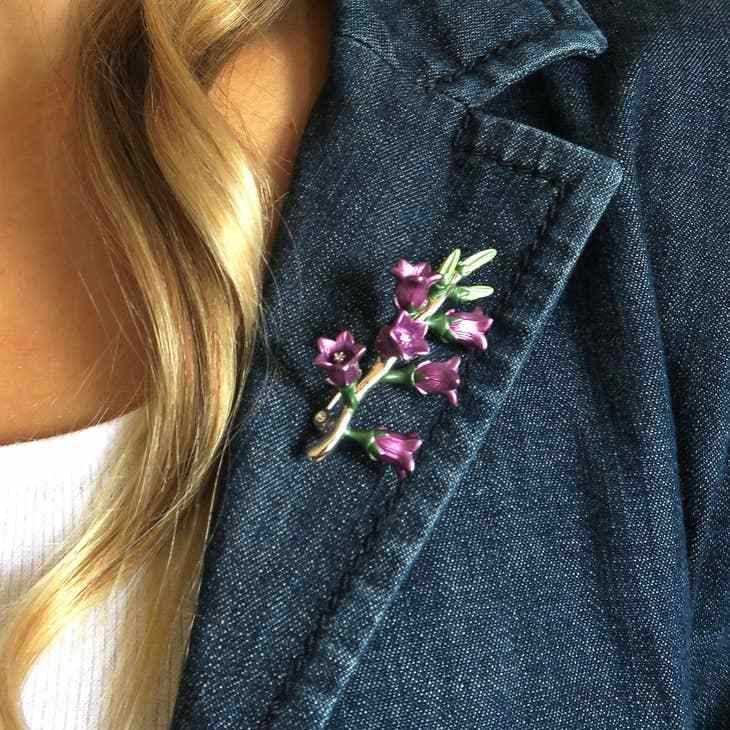 Canterbury Bells Purple Flower Brooch