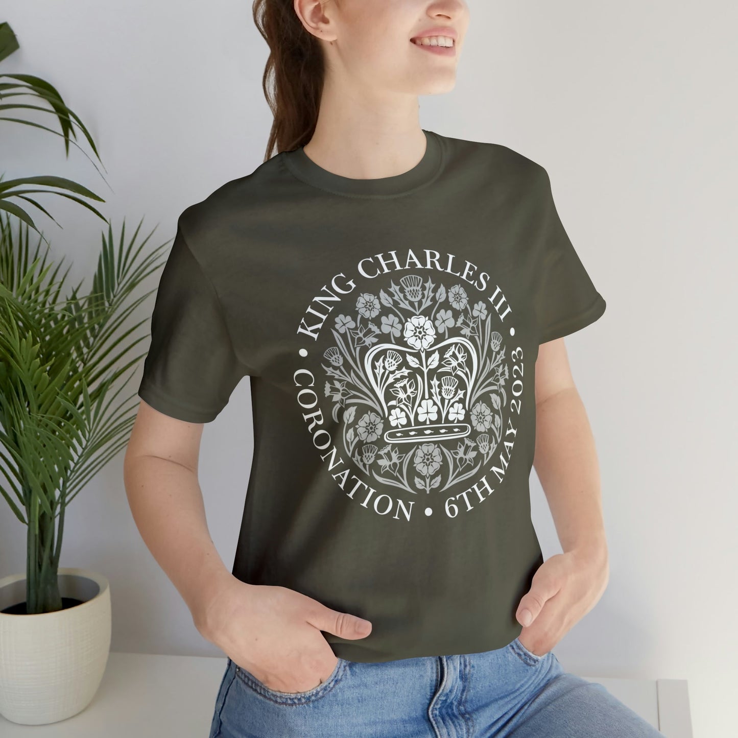 King Charles III Official Coronation Logo in white T-Shirt