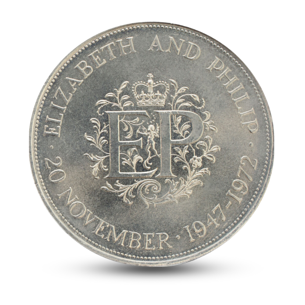 1972 Queen Elizabeth II and Prince Philip Silver Wedding Crown Coin