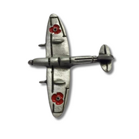 Spitfire Remembrance Enamel Pin – Poppy Tribute