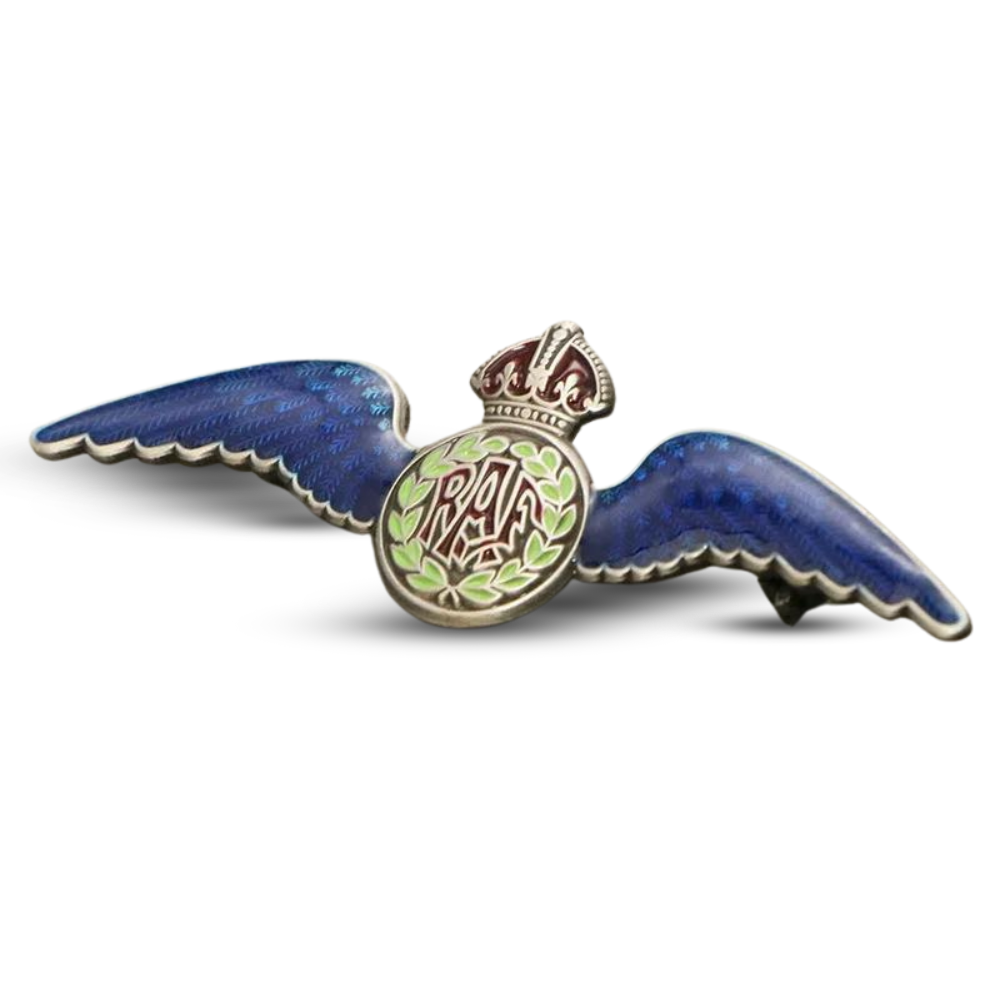 RAF Wings King's Crown Sweetheart Brooch (Silver)