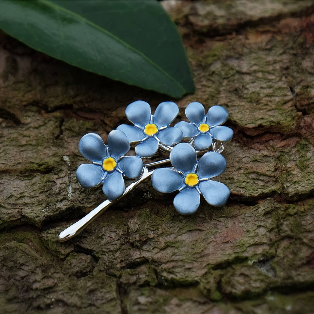 Forget Me Not Blue Flower Brooch