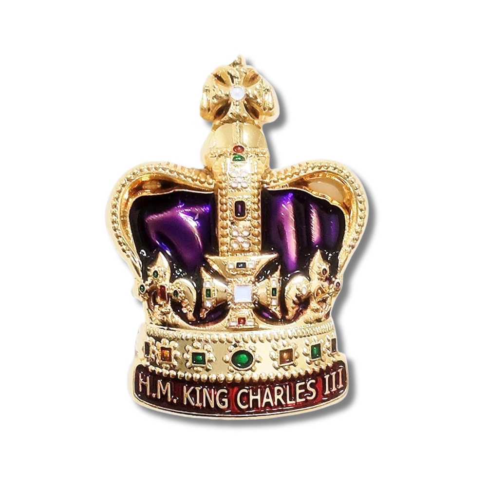 HM King Charles III Crown Pin Badge