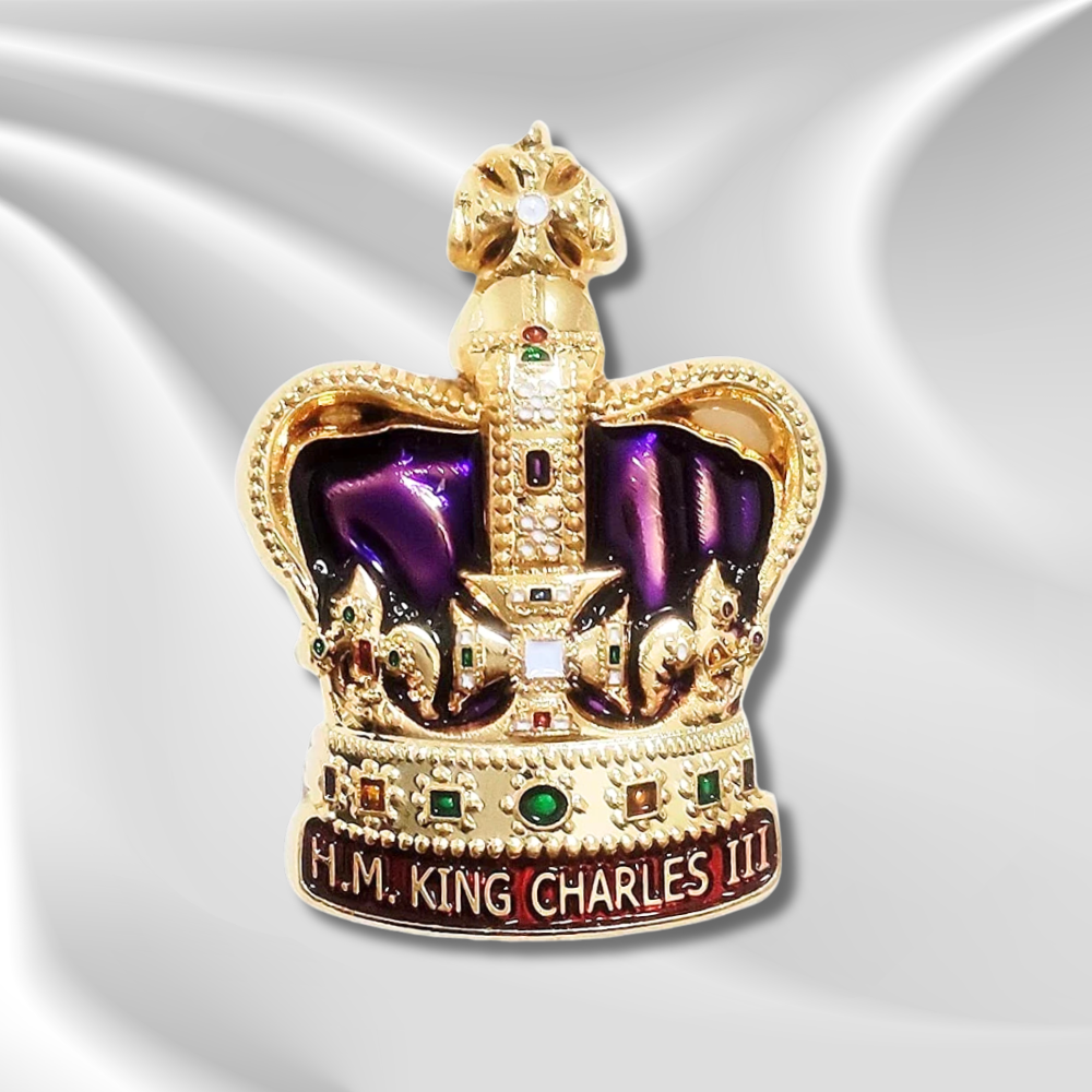 HM King Charles III Crown Pin Badge