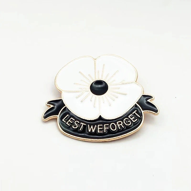 Lest We Forget White Poppy Pin Badge