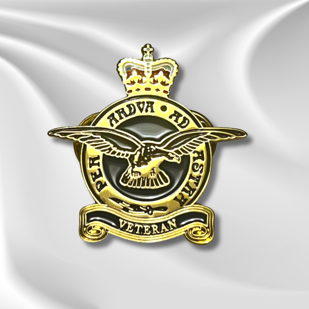 RAF VETERAN Enamel Military Pin Badge (Black and Gold)