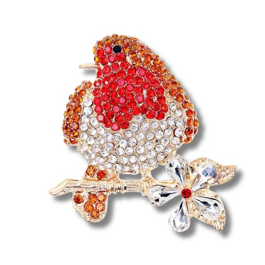 Robin Rhinestone Brooch