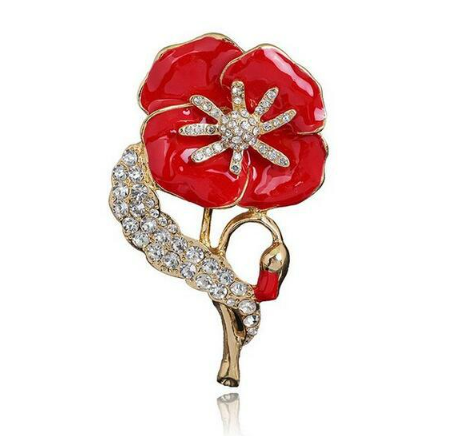 Standing Crystal Flower Brooch