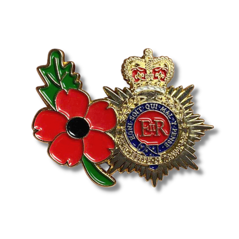 The Late Queen's ER Elizabeth Regina and Red Flower Brooch Enamel Pin Badge
