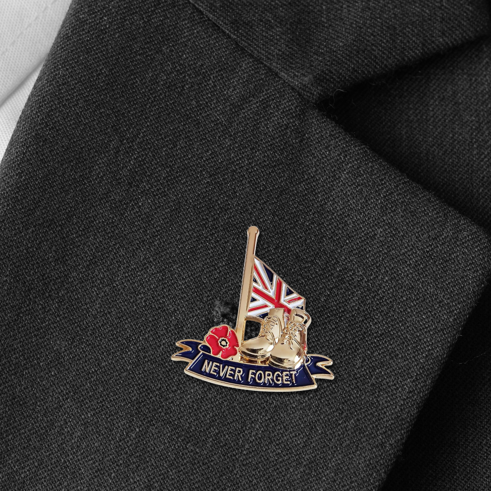 Union Flag “Never Forget” Remembrance Pin Badge