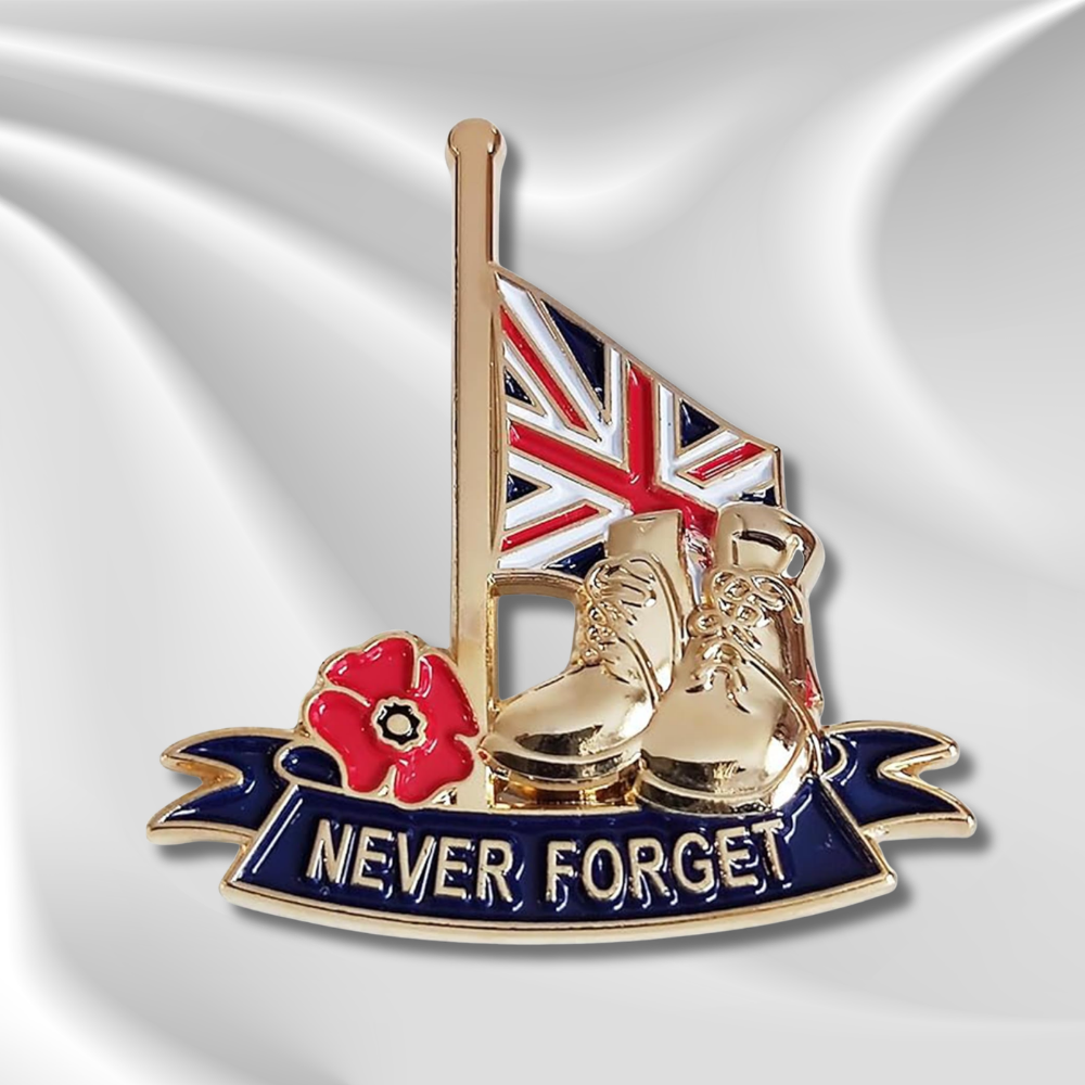 Union Flag “Never Forget” Remembrance Pin Badge