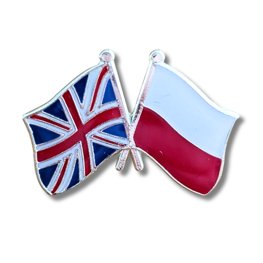 Union Jack and Poland Flag Pin Badge