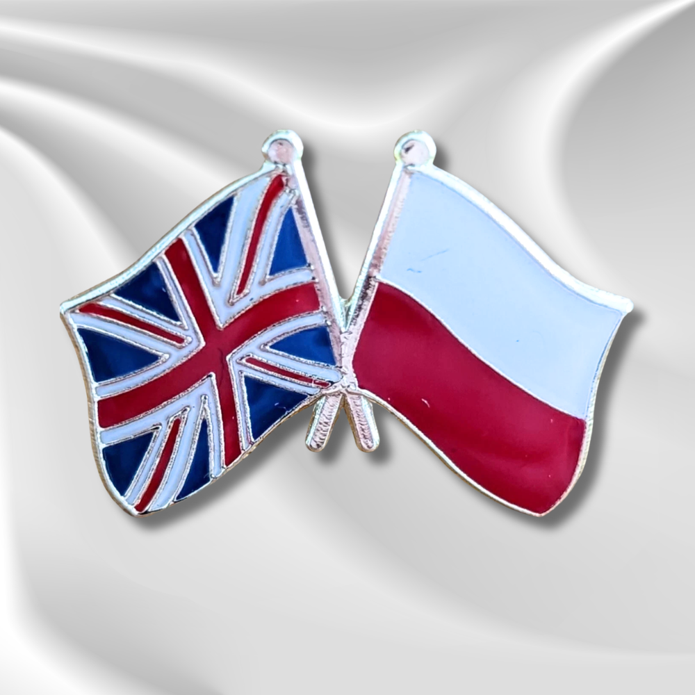 Union Jack and Poland Flag Pin Badge