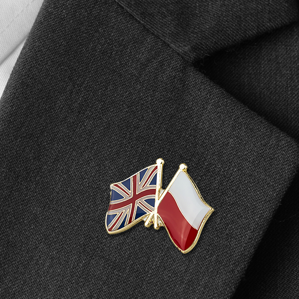 Union Jack and Poland Flag Pin Badge