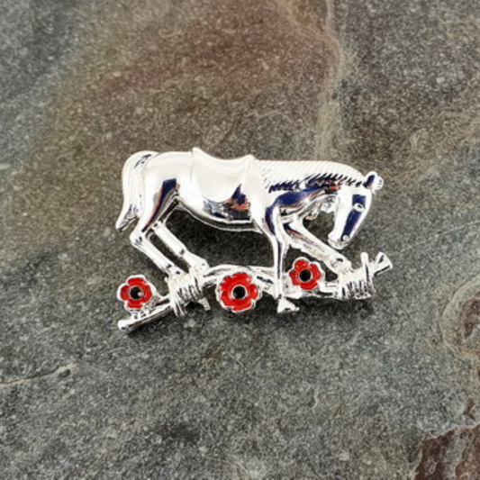 War Horse Red Remembrance Brooch (Silver and Red)