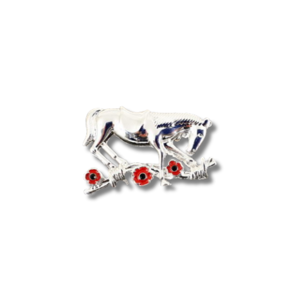 War Horse Red Remembrance Brooch (Silver and Red)