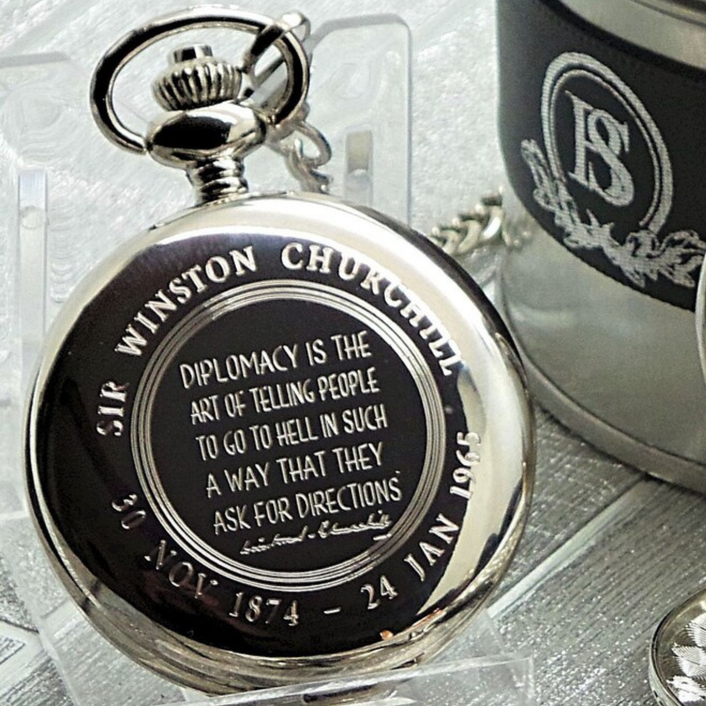 Winston Churchill Silver Personalised Pocket Watch