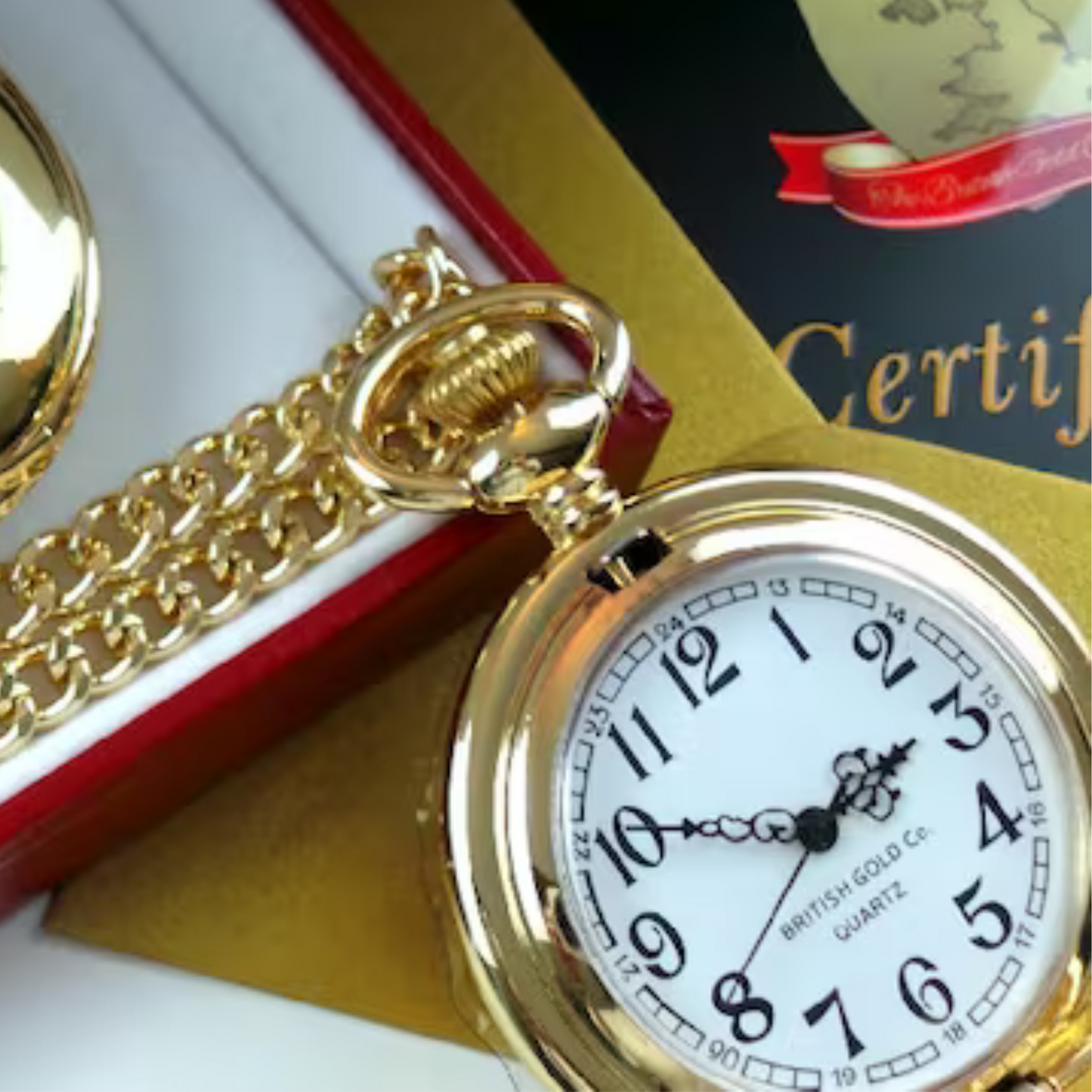 24k Gold-Plated Winston Churchill Engraved Pocket Watch
