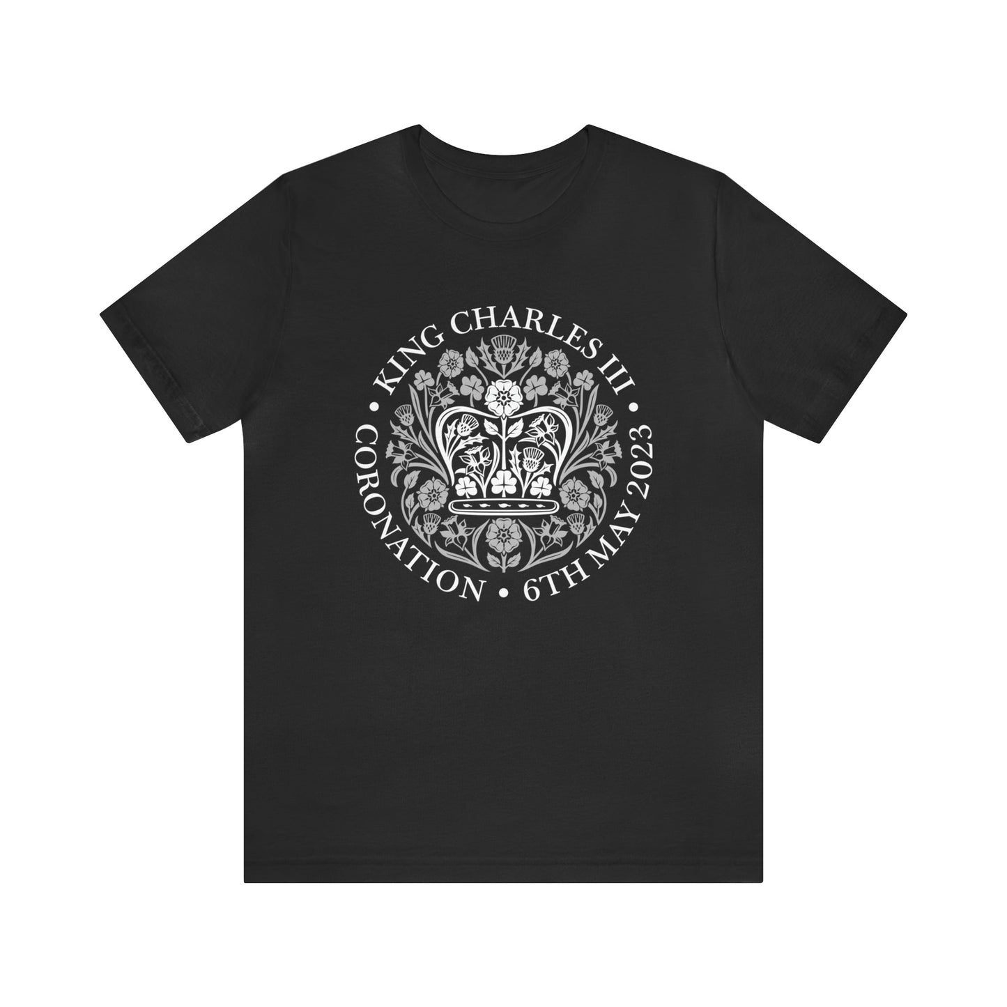 King Charles III Official Coronation Logo in white T-Shirt