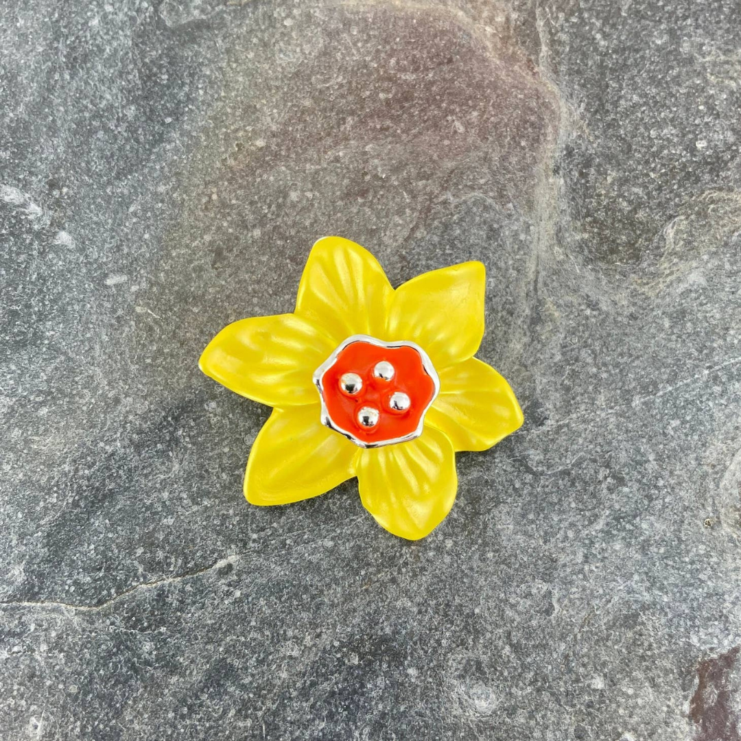Daffodil Yellow Flower With Orange Centre Brooch