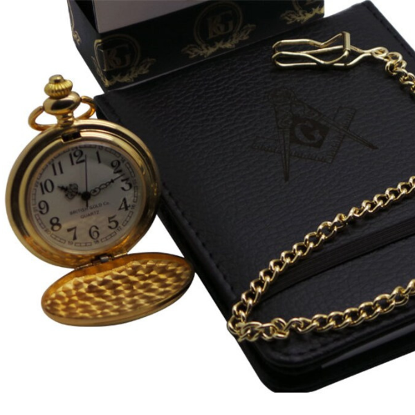 Freemasons 24k Clad Gold Personalised Pocket Watch