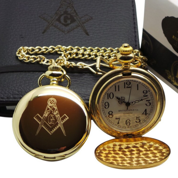 Freemasons 24k Clad Gold Personalised Pocket Watch