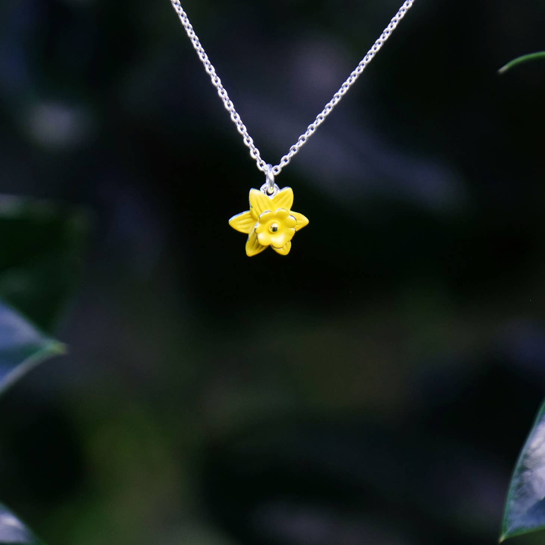 Daffodil Yellow Flower Delicate Pendant Necklace