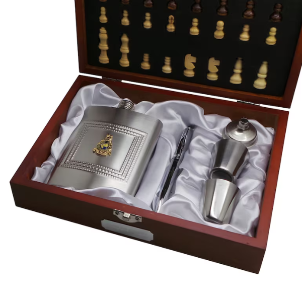 Personalised Royal Marines Chess Set With Flask, Pen, and More