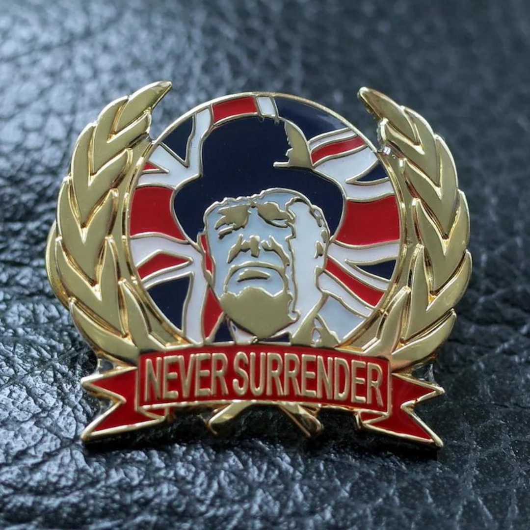 Winston Churchill "Never Surrender" Golden Pin Badge