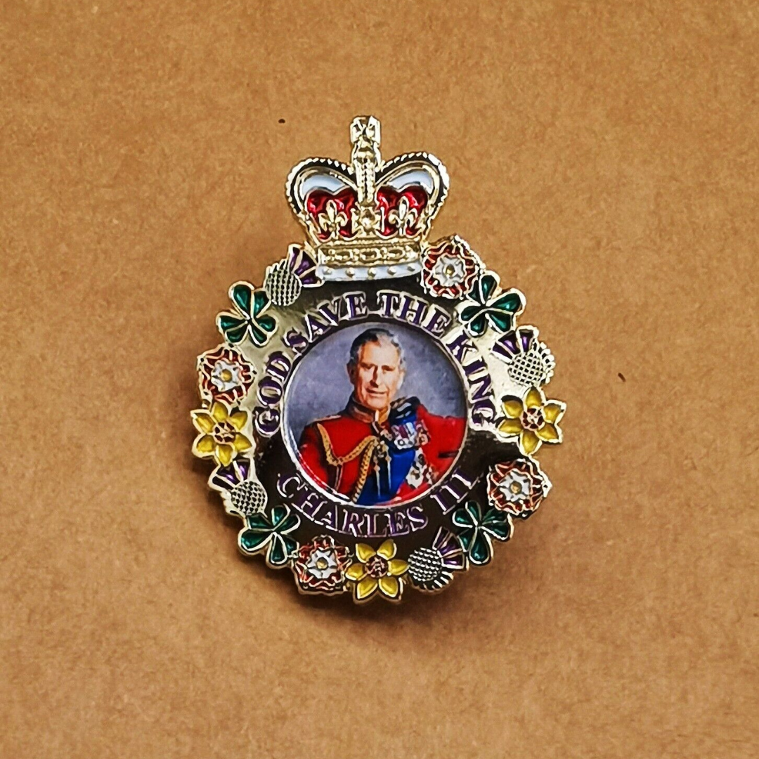 King Charles III Portrait Memorabilia Pin Badge
