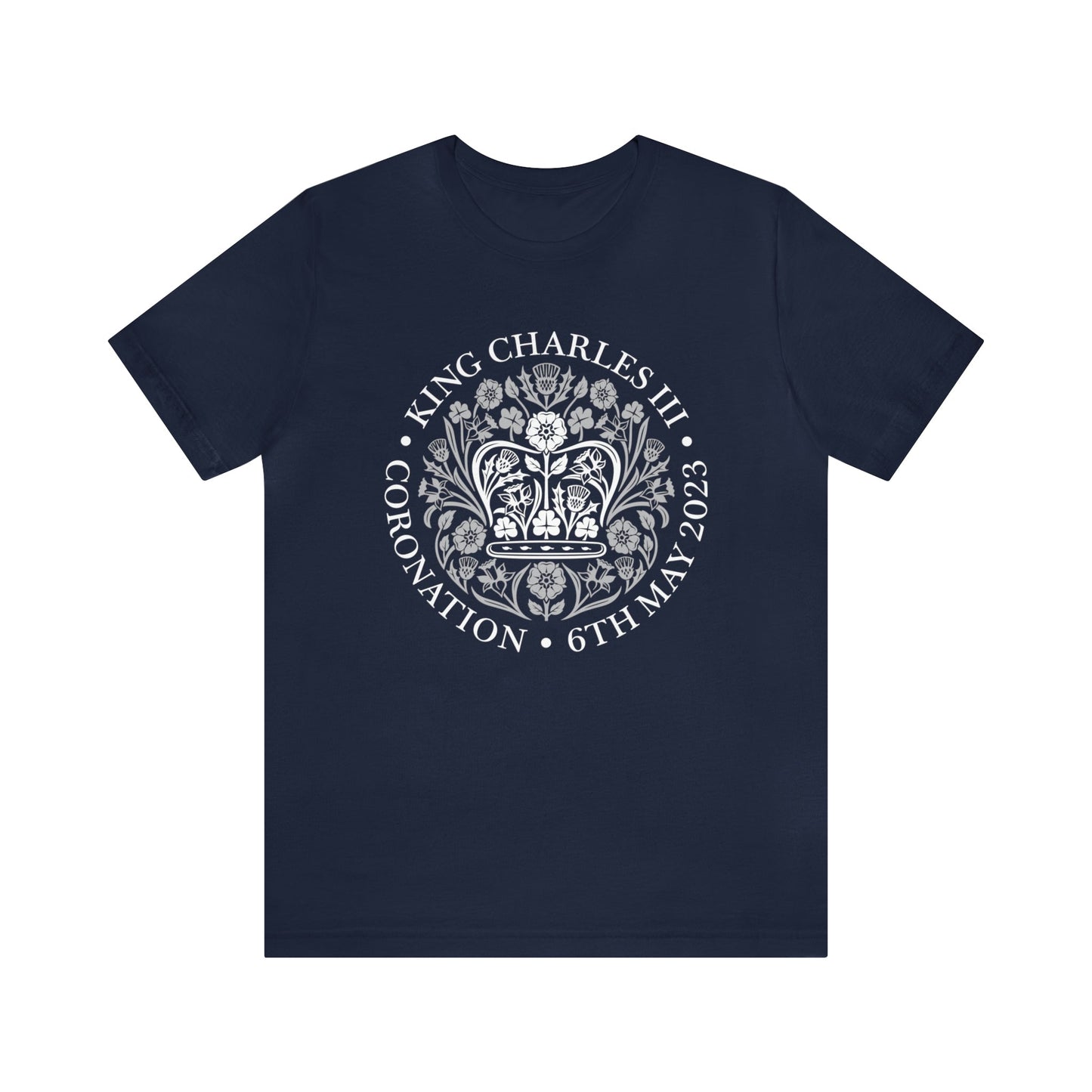 King Charles III Official Coronation Logo in white T-Shirt