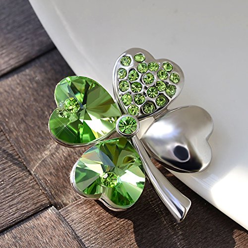 St Patrick's Day Shamrock Pin Badge Celtic Lucy Four Leaf Clover Brooch
