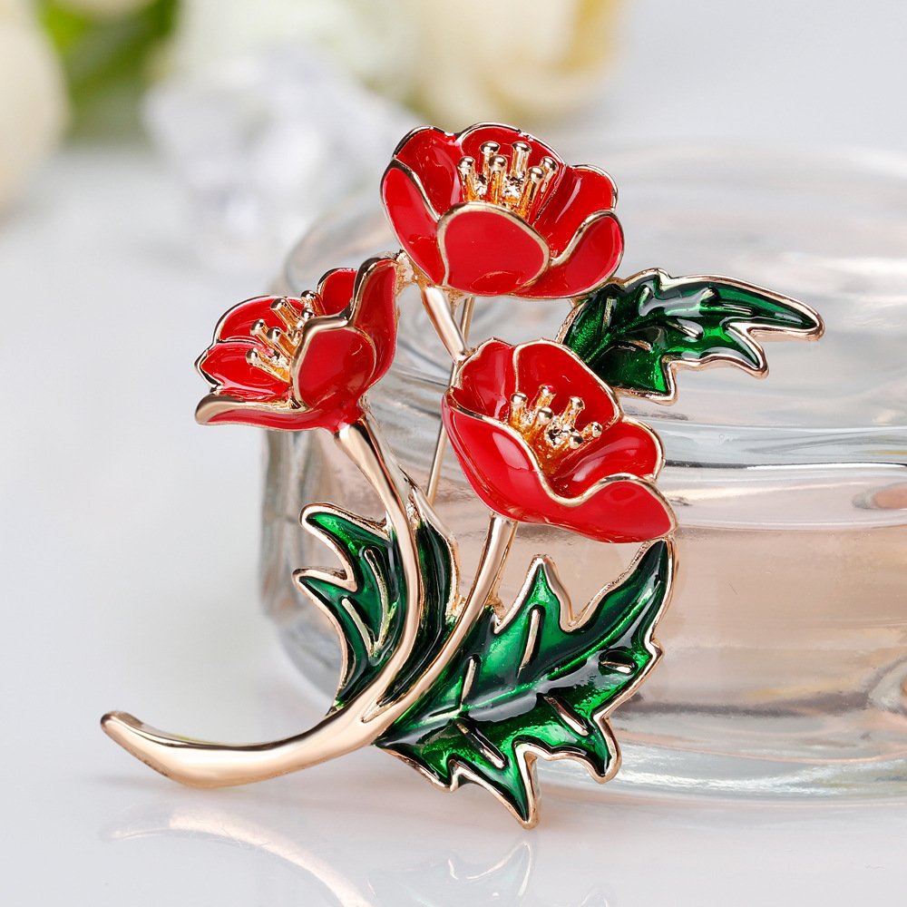 Three Remembrance Flower Brooch