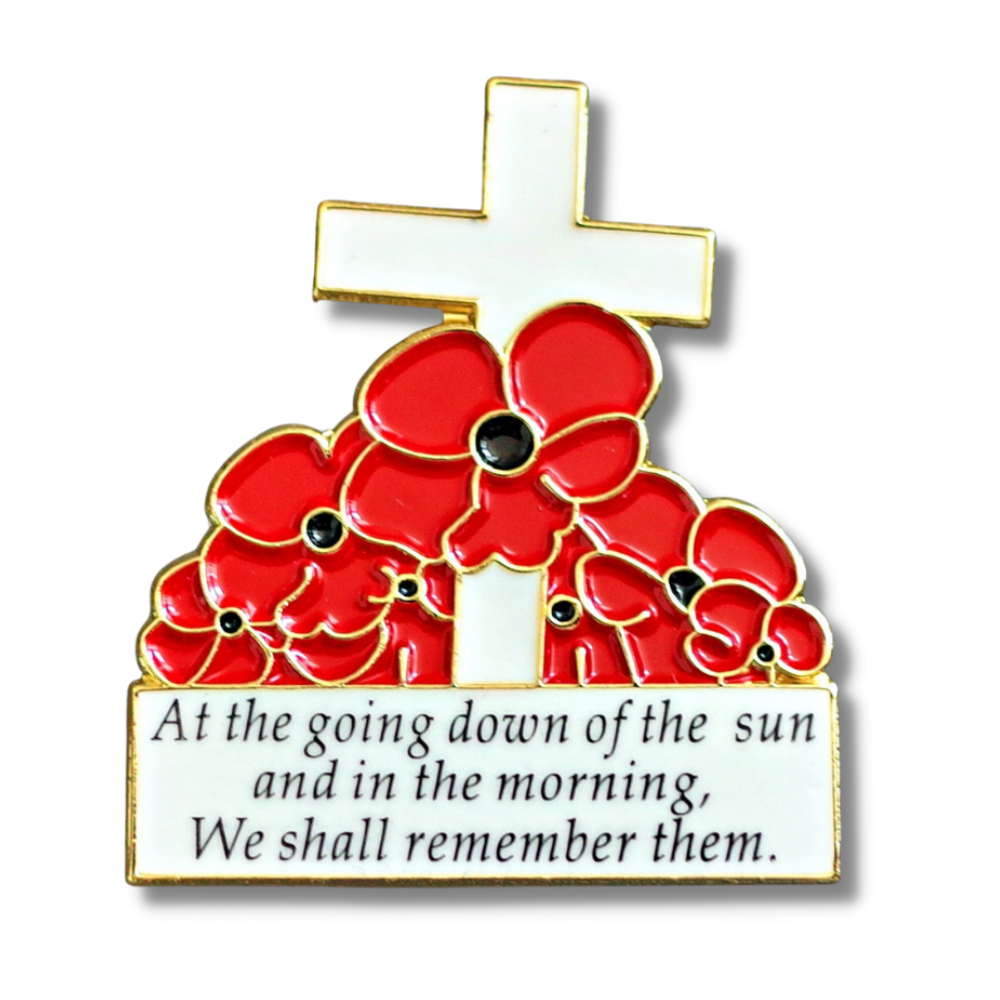 At The Going Down Of The Sun Cross Pin Badge