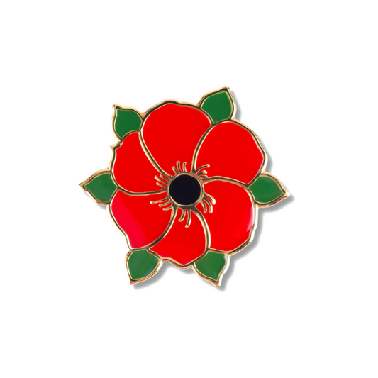 Beautiful 6 Petal Remembrance Pin Badge