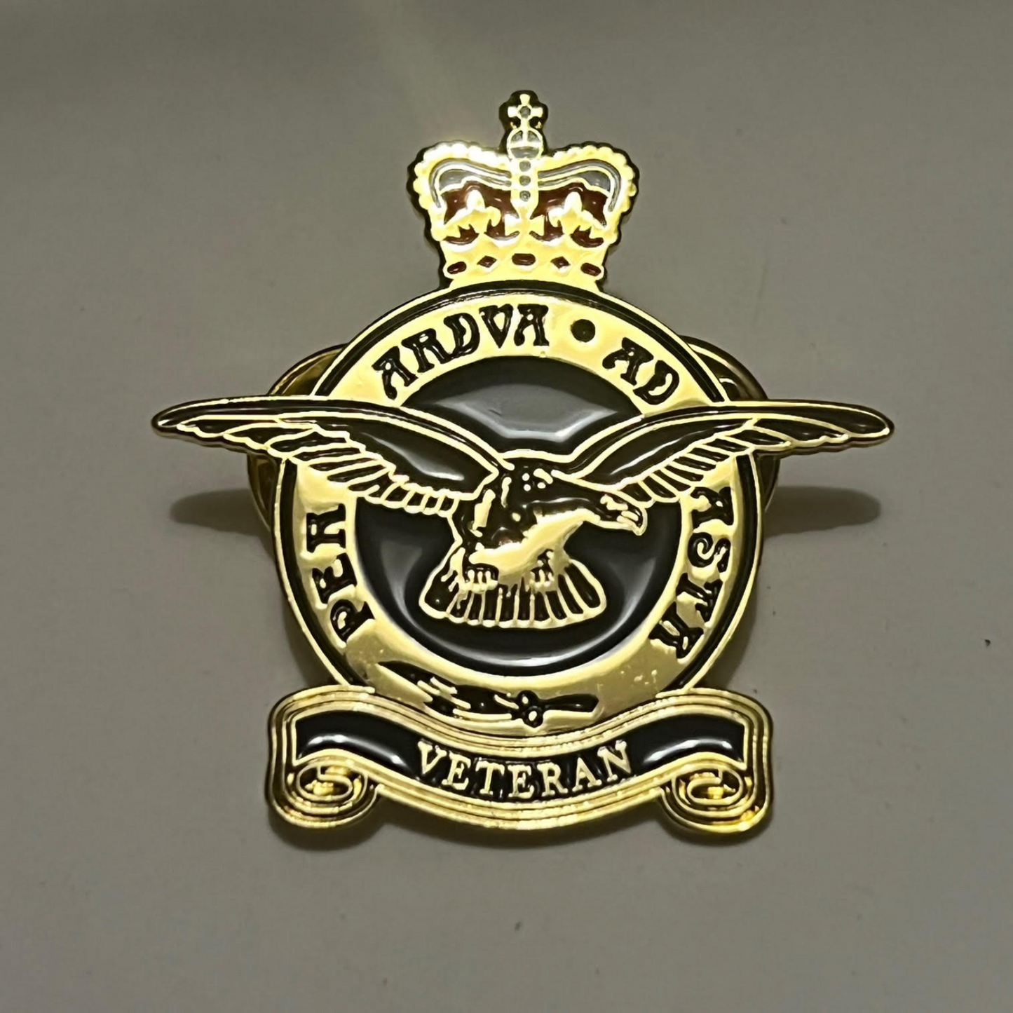 RAF VETERAN Enamel Military Pin Badge (Black and Gold)