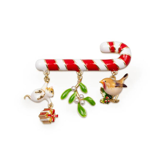 Candy Cane Brooch - Perfect accessory to spread holiday cheer!