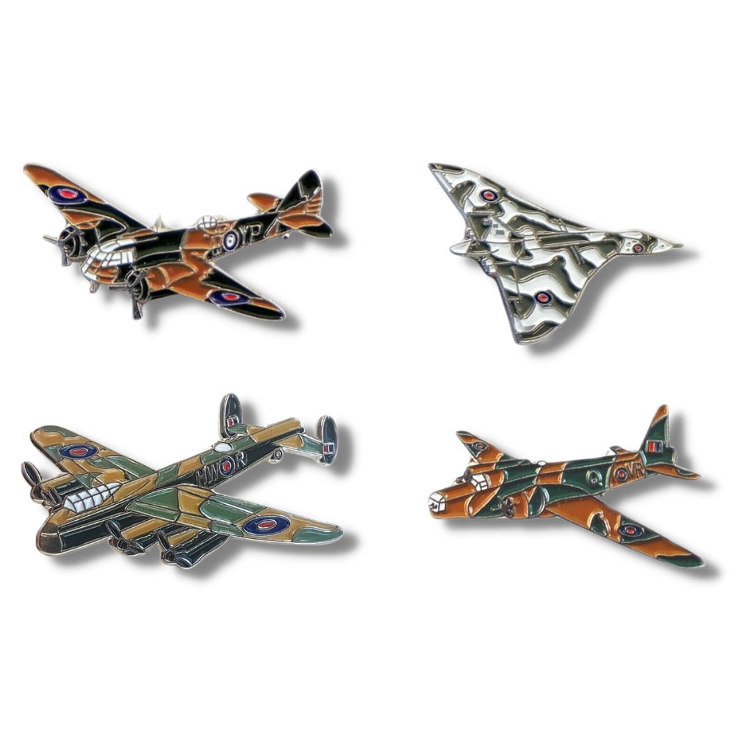 RAF Bomber Plane Pin Badges Vulcan Lancaster Wellington Blenheim Media 1 of 1
