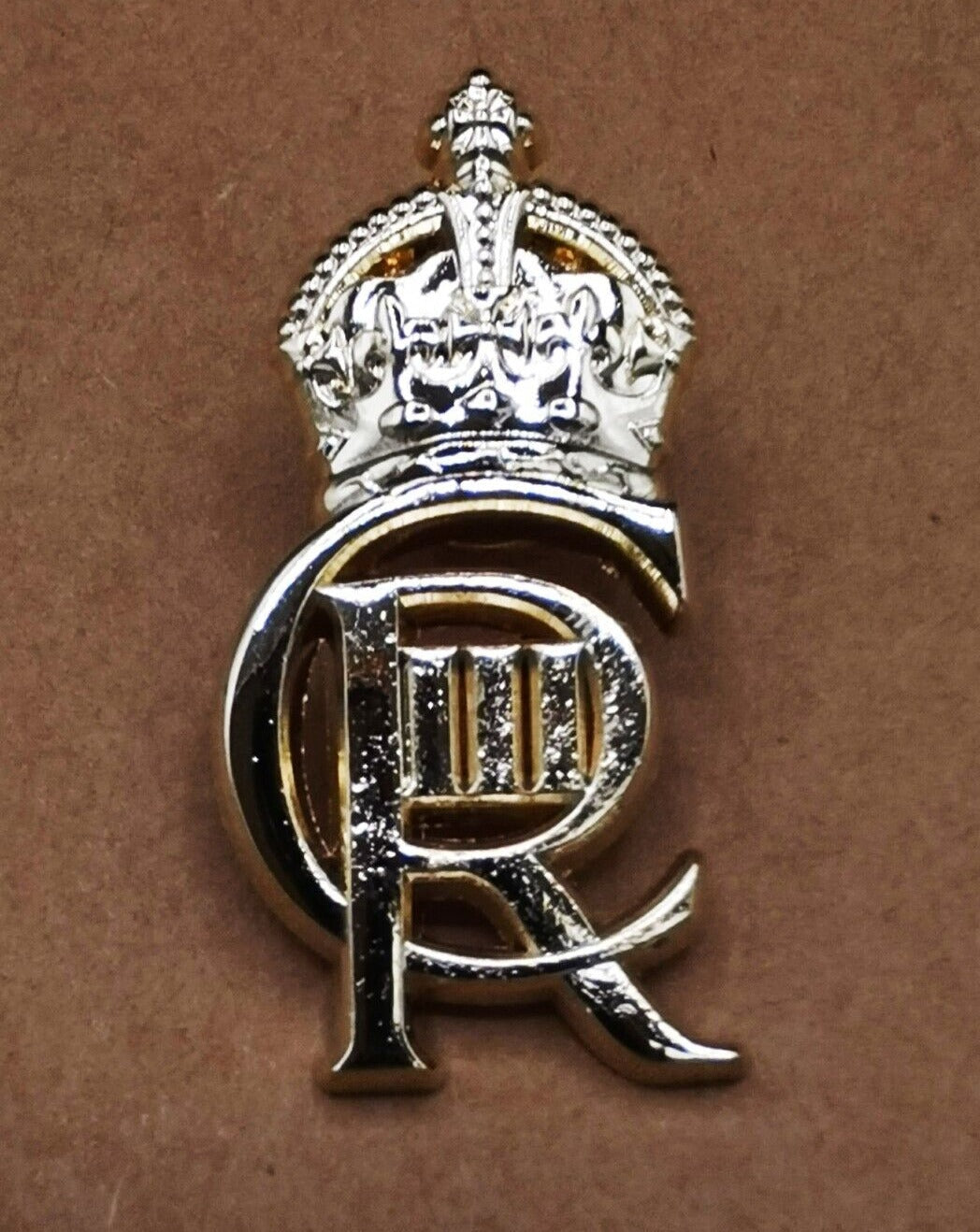 King Charles III Gold-Plated Royal Cypher Brooch