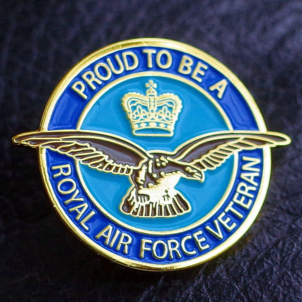 Proud to be an RAF VETERAN Enamel Military Pin Badge